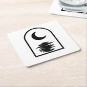 Minimalist Celestial Moon and Water スクエアペーパーコースター (アングル)