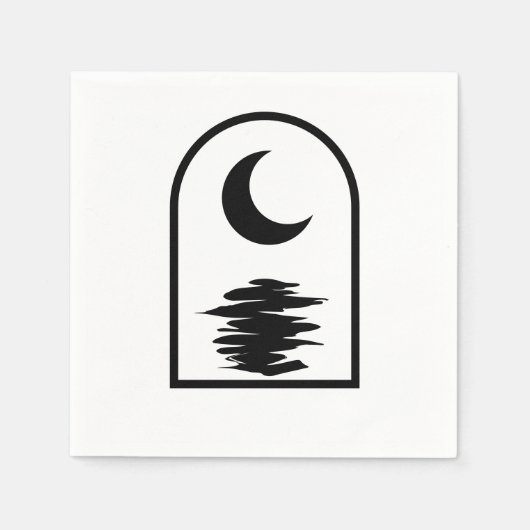 Minimalist Celestial Moon and Water スタンダードカクテルナプキン (正面)