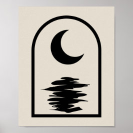 Minimalist Celestial Moon and Water ポスター