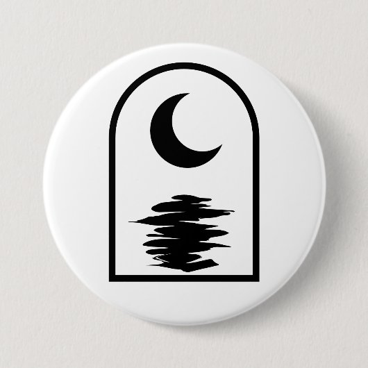 Minimalist Celestial Moon and Water 缶バッジ (正面)