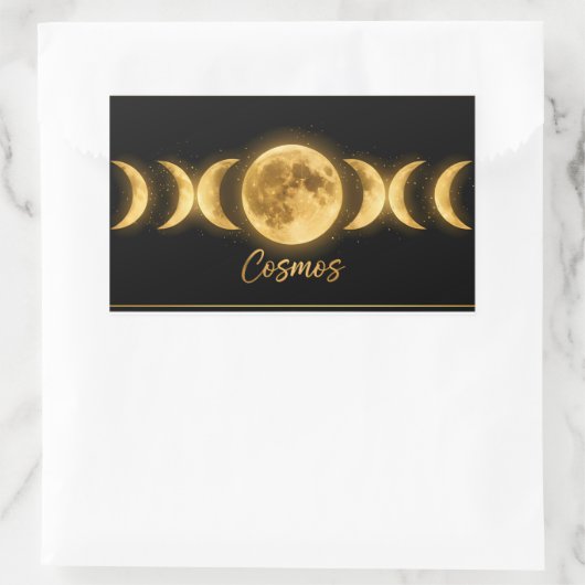 Minimalist Celestial Moon Phases 長方形シール (バッグ)