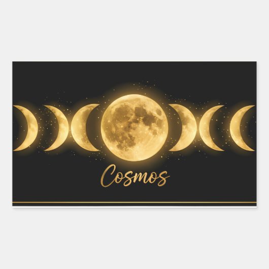 Minimalist Celestial Moon Phases 長方形シール (正面)
