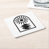 Minimalist Celestial Sun and water スクエアペーパーコースター (アングル)