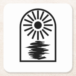 Minimalist Celestial Sun and water スクエアペーパーコースター