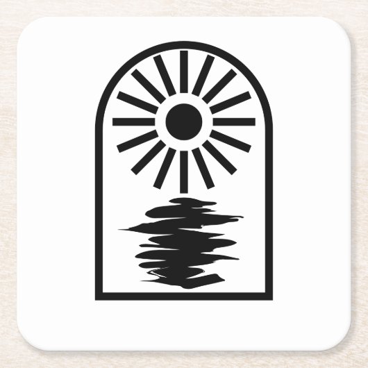 Minimalist Celestial Sun and water スクエアペーパーコースター (正面)