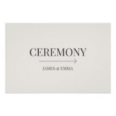 Minimalist ‘Ceremony’ Wedding Sign Warm Ivory ポスター (正面)