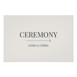 Minimalist ‘Ceremony’ Wedding Sign Warm Ivory ポスター