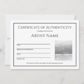 Minimalist Certificate of Authenticity Art Photo シーズンカード (正面)