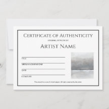 Minimalist Certificate of Authenticity Art Photo