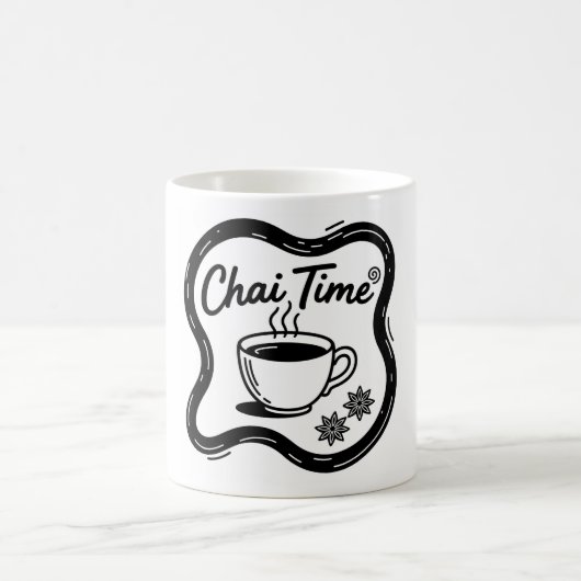 Minimalist Chai Time Typography Art コーヒーマグカップ (中央)