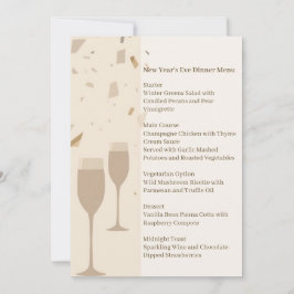 Minimalist Champagne Party Menu | Elegant Beige 招待状