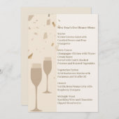 Minimalist Champagne Party Menu | Elegant Beige 招待状 (正面/裏面)