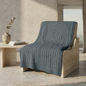 Minimalist Charcoal Blue Arch Line Art Quiet Luxur フリースブランケット
