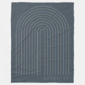 Minimalist Charcoal Blue Arch Line Art Quiet Luxur フリースブランケット (正面)
