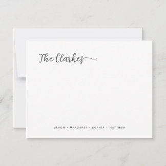 Minimalist Charcoal Dark Gray Family Stationery  ノートカード