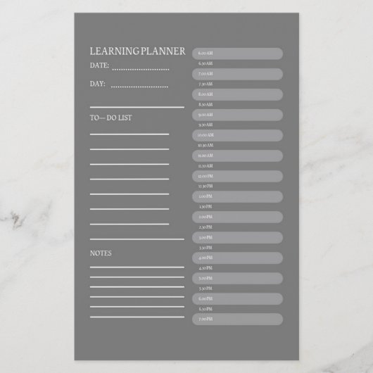 Minimalist Charcoal Grey Daily Learning Planner チラシ (正面)