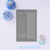 Minimalist Charcoal Grey Daily Learning Planner チラシ (シングル)