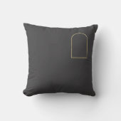 Minimalist Charcoal Grey Throw Pillow - Matte Gold クッション (正面)