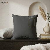 Minimalist Charcoal Grey Throw Pillow - Matte Gold クッション