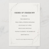 Minimalist Charcoal Line Wedding Ceremony Program プログラム (裏面)