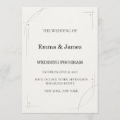 Minimalist Charcoal Line Wedding Ceremony Program プログラム (正面)