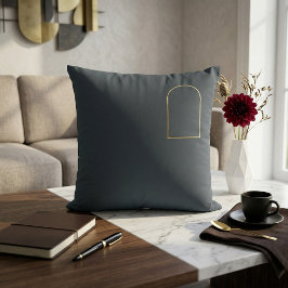 Minimalist Charcoal Throw Pillow - Matte Gold Arch クッション