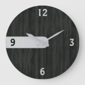 Minimalist Charcoal Wood Grain Wall Clock ラージ壁時計 (正面)