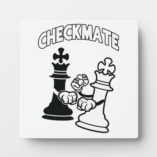 Minimalist Checkmate Chess Art Black and White フォトプラーク (正面)