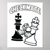 Minimalist Checkmate Chess Art Black and White ポスター (正面)