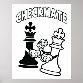 Minimalist Checkmate Chess Art Black and White ポスター