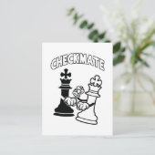Minimalist Checkmate Chess Art Black and White ポストカード (スタンド正面)