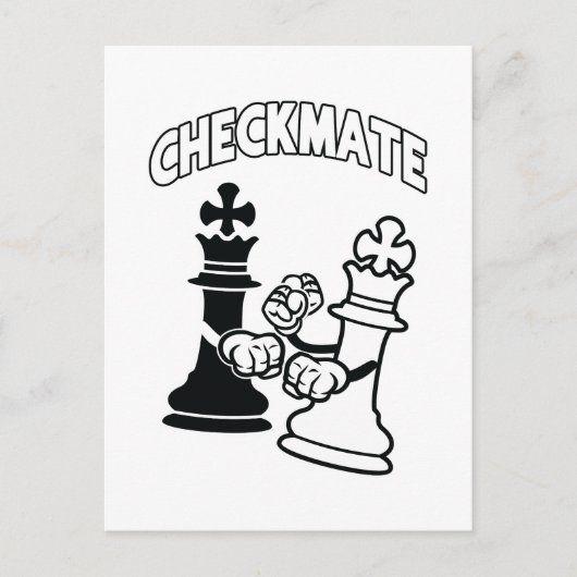 Minimalist Checkmate Chess Art Black and White ポストカード (正面)