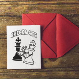 Minimalist Checkmate Chess Art Black and White ポストカード