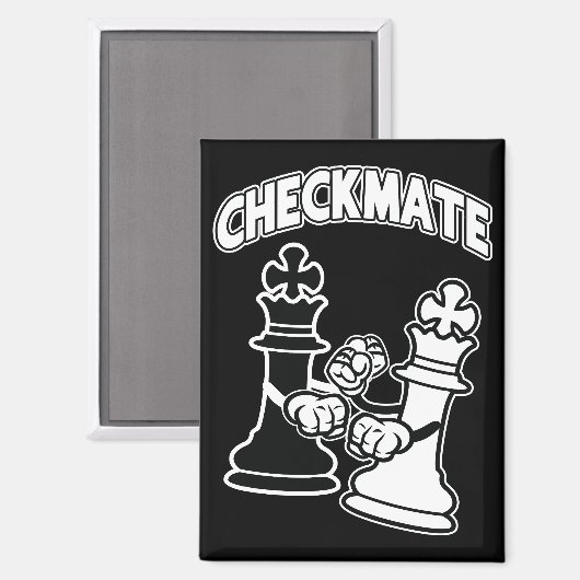 Minimalist Checkmate Chess Art Black and White マグネット (正面/裏面)