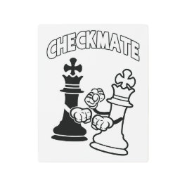 Minimalist Checkmate Chess Art Black and White メタルプリント