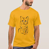 Minimalist Cheerful Cat Simple Line Art Tシャツ (正面)
