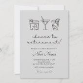 Minimalist Cheers to Retirement Cocktail 招待状 (正面)