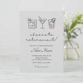 Minimalist Cheers to Retirement Cocktail 招待状 (スタンド正面)