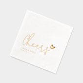 Minimalist “Cheers” Wedding Gold Heart Custom Name 箔ナプキン (左)