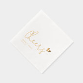 Minimalist “Cheers” Wedding Gold Heart Custom Name 箔ナプキン (右)