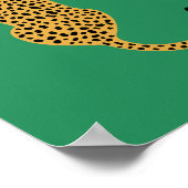 Minimalist Cheetah Illustration Green ポスター (角)