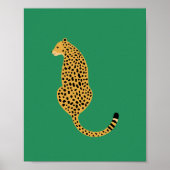 Minimalist Cheetah Illustration Green ポスター (正面)