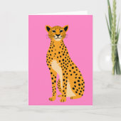 Minimalist Cheetah on Pink カード (正面)