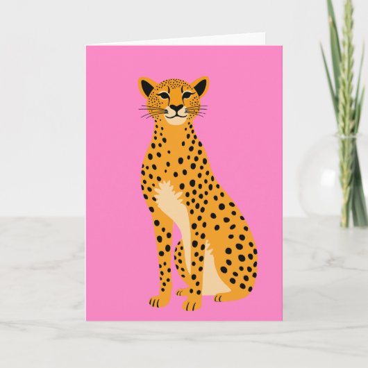 Minimalist Cheetah on Pink カード (正面)