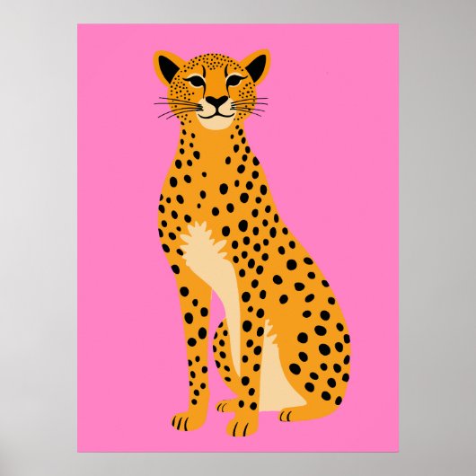 Minimalist Cheetah on Pink ポスター (正面)