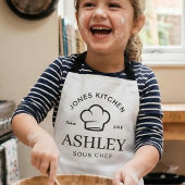 Minimalist Chef Hat Kitchen Logo with Classic Typo エプロン