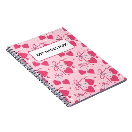 Minimalist Cherry Heart Notebook | Cute Retro Repe ノートブック (右側)