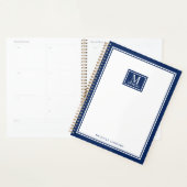 Minimalist Chic 2 Boarder Monogram Name Navy Blue プランナー手帳 (ディスプレー)