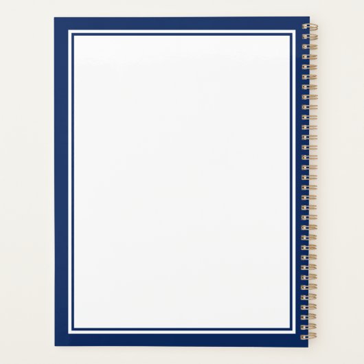 Minimalist Chic 2 Boarder Monogram Name Navy Blue プランナー手帳 (裏面)