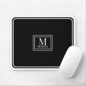 Minimalist Chic Black Monogram Double Boarder マウスパッド (マウス)